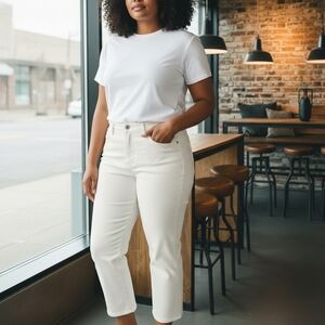 Talbots Women's 18 Eggshell White High Waist Jegging Crop 5 Pockets Modern Chic